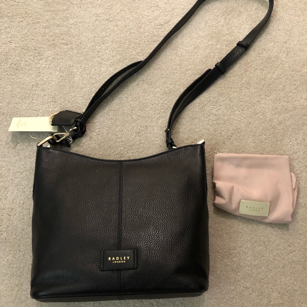 NWT Radley London Southwark Zip Top Cross Body Black Leather Handbag - Brand New